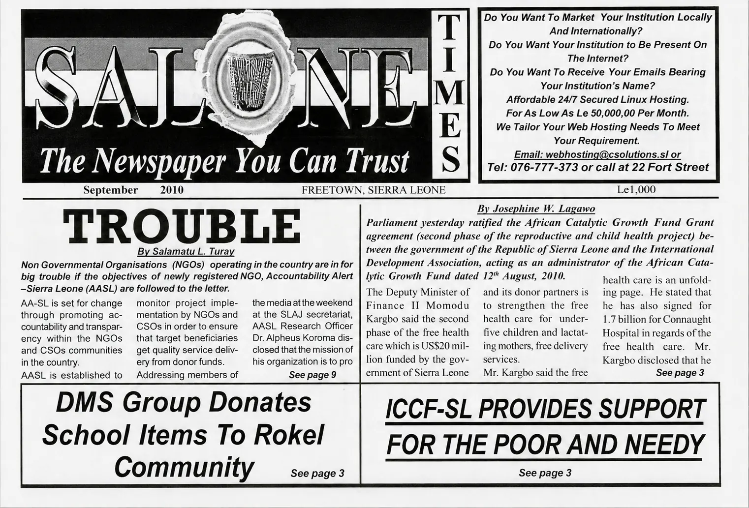 ICCF-SL provides support for the poor and needy.